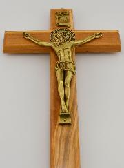 Crucifix Croix de Saint Benoit en Bois d'Olivier - 25cm