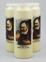 Lot de 3 Bougies de Neuvaine à Padre Pio