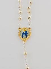 Chapelet de Lourdes en Perles d'Argent et Plaqué Or - 50cm