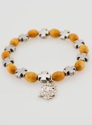 Bracelet Chapelet Bois et Croix Argent