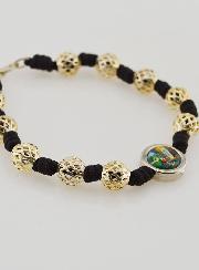 Bracelet Dizainier Perles Ajourées et Médaille de Lourdes