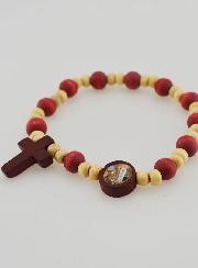 Bracelet Chapelet Dizainier en Bois 2 Tons - Médaille de Lourdes