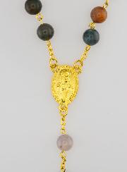 Chapelet en Pierre Style Agate et Chaîne Or