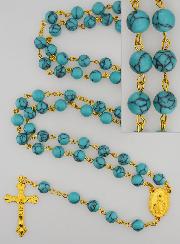 Chapelet Turquoise et Chaîne Or