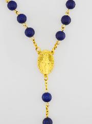 Chapelet Mode Luxe en Perles Lapis Lazuli Véritable et Chaîne Or
