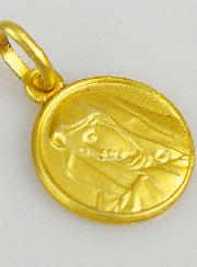 Médaille Vierge Marie au Voile en Plaqué Or - 12mm