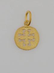 Médaille Croix en Plaqué Or Poli 18 Carats - 13mm
