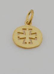 Médaille Croix en Plaqué Or Poli 18 Carats - 13mm