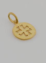 Médaille Croix en Plaqué Or Poli 18 Carats - 13mm