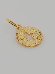 Médaille Croix Lumineuse en Plaqué Or Poli 18 Carats - 13mm