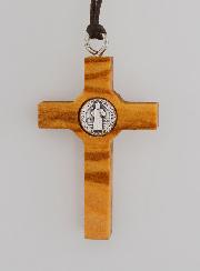 Pendentif Croix de Saint Benoit en Bois d'Olivier - 4,5cm