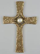 Croix en Bronze Artisanale - Perle Emaillée - 21 cm