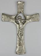Crucifix en Bronze Argenté Artisanale - 30 cm