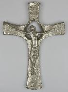 Crucifix en Bronze Argenté Artisanale - 30 cm