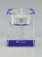 Bougeoir en Verre Bleu - Notre Dame de Lourdes - 6 cm