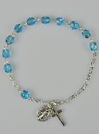 Bracelet Dizainier en Perles de Cristal Bleu - Médaille Miraculeuse