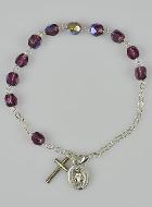 Bracelet Dizainier en Perles de Cristal Violet - Médaille Miraculeuse