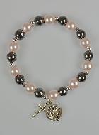 Bracelet Dizainier en Perles d'Hématite et Nacre Rose