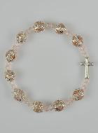 Bracelet Dizainier Perles Sculptés Rose sur élastique