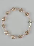 Bracelet Dizainier Perles Sculptés Rose sur élastique