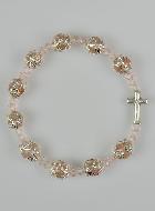 Bracelet Dizainier Perles Sculptés Rose sur élastique