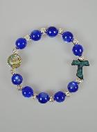 Bracelet Dizainier Cristal Bleu et Croix de Tau en Bois