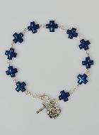 Bracelet Dizainier Perles et Croix en Nacre Bleue