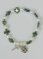 Bracelet Dizainier Perles et Croix en Nacre Verte