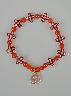 Bracelet Religieux Enfant Perles Rouges et Médailles de Lourdes