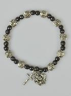 Bracelet Religieux Hématite et Fleur d'Argent