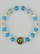 Bracelet Religieux Perles de Verre Médaille de Lourdes