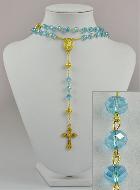Chapelet Collier Fashion en Perles Cristal Bleu sur Chaîne Or