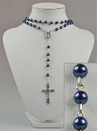 Chapelet Collier Mode en Perles Bleues - 60 cm
