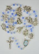 Chapelet de Lourdes - Chemin de Croix en Perles de Cristal Bleu