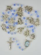 Chapelet de Lourdes - Chemin de Croix en Perles de Cristal Bleu