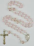 Chapelet de Communion en Perles de Cristal Rose