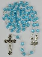 Chapelet de Lourdes en Perles de Cristal Swarovski Bleu - 65 cm