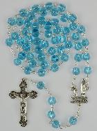 Chapelet de Lourdes en Perles de Cristal Bleu - 65 cm