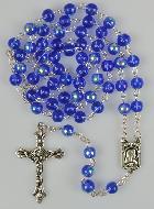 Chapelet de Lourdes en Perles de Cristal Bleu Foncé