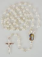 Chapelet de Lourdes en Perles de Nacre Blanche avec Fermoir