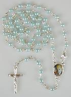 Chapelet de Lourdes en Perles de Nacre Bleue avec Fermoir