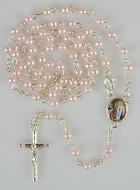 Chapelet de Lourdes en Perles de Nacre Rose avec Fermoir