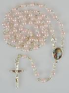 Chapelet de Lourdes en Perles de Nacre Rose avec Fermoir