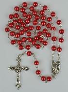 Chapelet de Lourdes en Perles Rouges - 60 cm