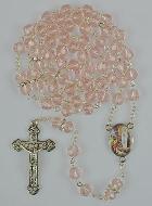Chapelet de Lourdes en Cristal Rose et Diamants Strass