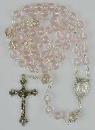 Chapelet de Lourdes en Perles de Cristal Rose - 55 cm