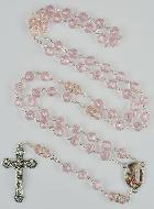 Chapelet en Perles de Cristal Rose et Diamants Strass