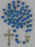 Chapelet de Lourdes en Perles de Nacre Bleue avec Eau de Lourdes