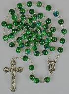 Chapelet de Lourdes en Perles de Nacre Verte avec Eau de Lourdes