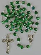 Chapelet de Lourdes en Perles de Nacre Verte avec Eau de Lourdes